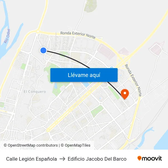 Calle Legión Española to Edificio Jacobo Del Barco map