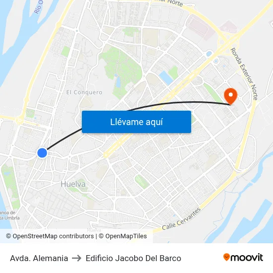 Avda. Alemania to Edificio Jacobo Del Barco map