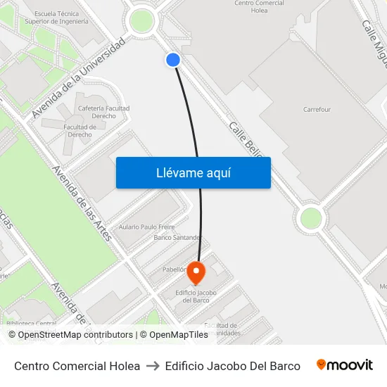 Centro Comercial Holea to Edificio Jacobo Del Barco map