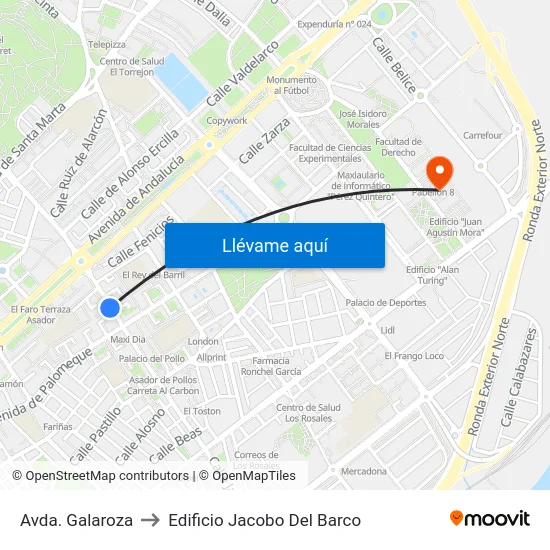 Avda. Galaroza to Edificio Jacobo Del Barco map