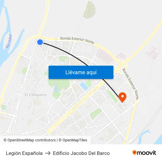 Legión Española to Edificio Jacobo Del Barco map
