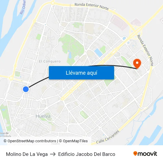 Molino De La Vega to Edificio Jacobo Del Barco map