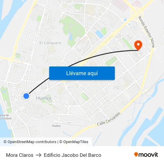 Mora Claros to Edificio Jacobo Del Barco map
