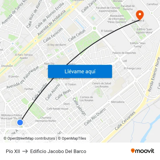 Pío XII to Edificio Jacobo Del Barco map