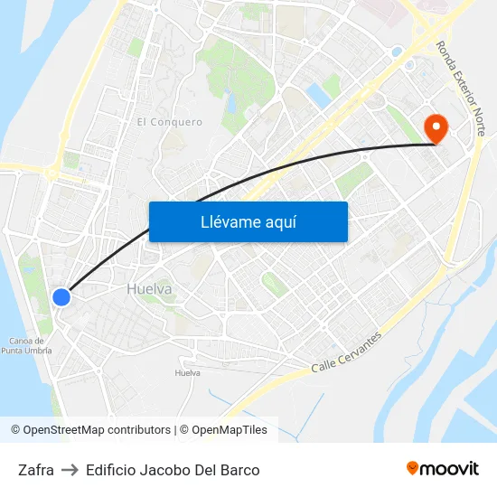 Zafra to Edificio Jacobo Del Barco map