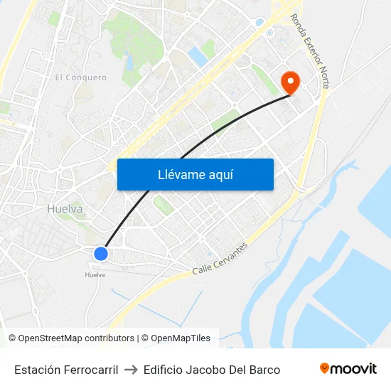 Estación Ferrocarril to Edificio Jacobo Del Barco map