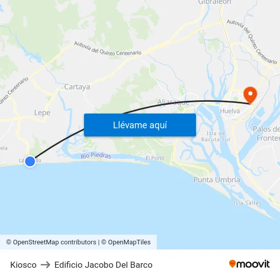 Kiosco to Edificio Jacobo Del Barco map