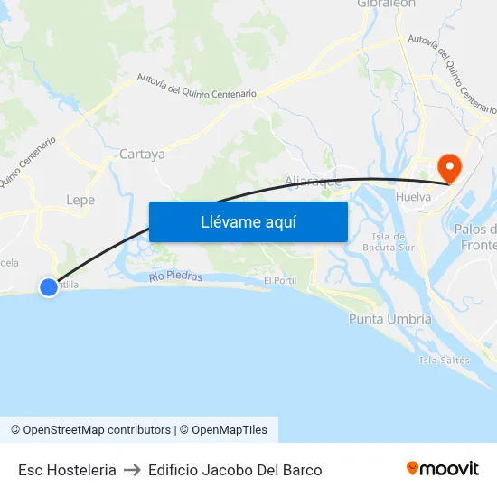 Esc Hosteleria to Edificio Jacobo Del Barco map