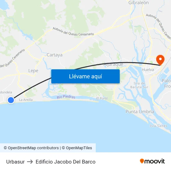 Urbasur to Edificio Jacobo Del Barco map