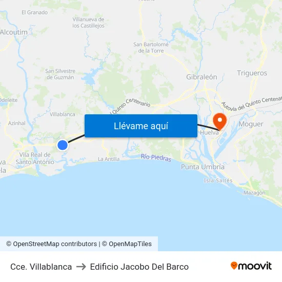 Cce. Villablanca to Edificio Jacobo Del Barco map