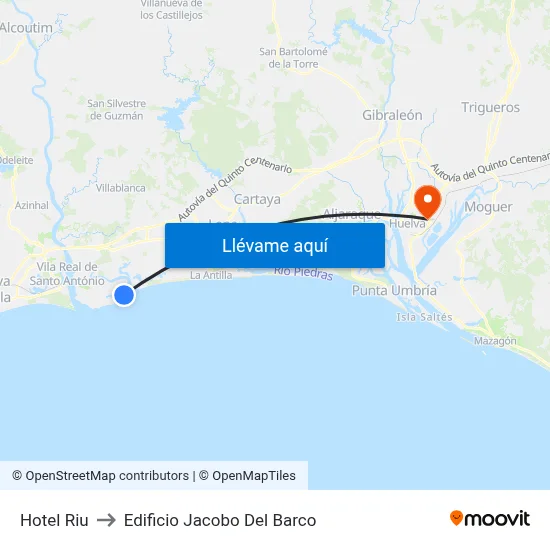 Hotel Riu to Edificio Jacobo Del Barco map