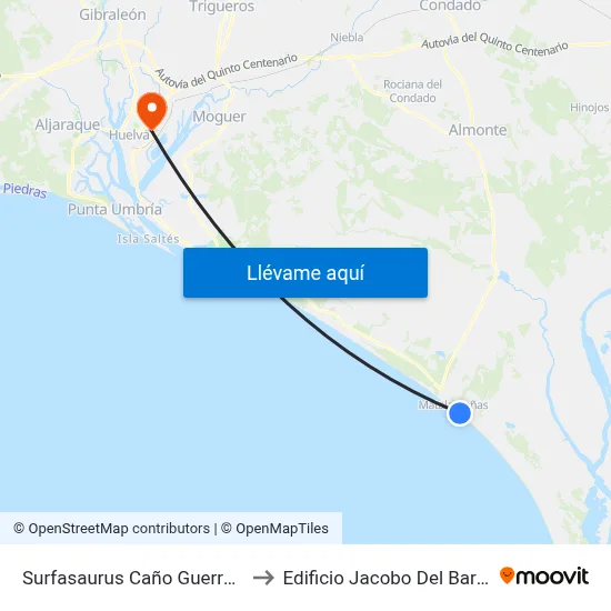 Surfasaurus Caño Guerrero to Edificio Jacobo Del Barco map