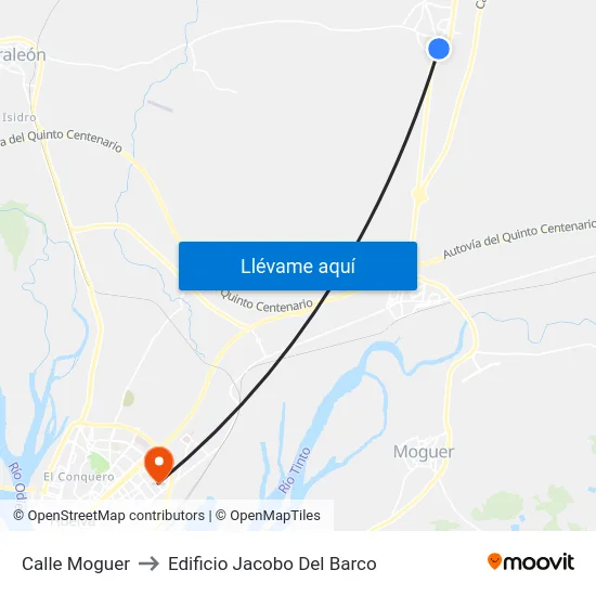 Calle Moguer to Edificio Jacobo Del Barco map