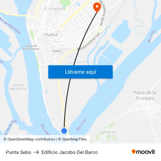 Punta Sebo to Edificio Jacobo Del Barco map