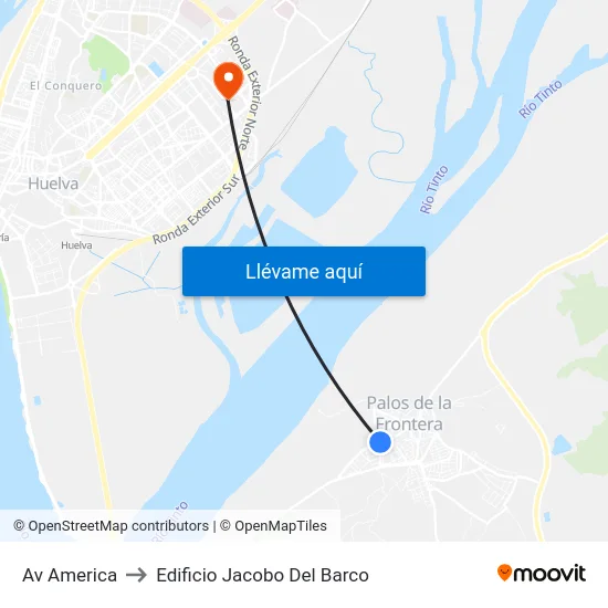 Av America to Edificio Jacobo Del Barco map