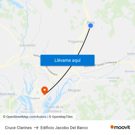 Cruce Clarines to Edificio Jacobo Del Barco map