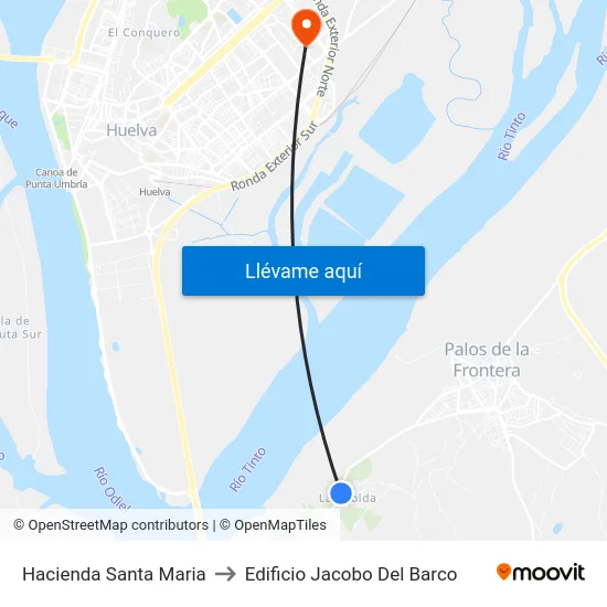 Hacienda Santa Maria to Edificio Jacobo Del Barco map