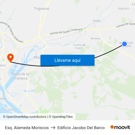 Esq. Alameda Moriscos to Edificio Jacobo Del Barco map
