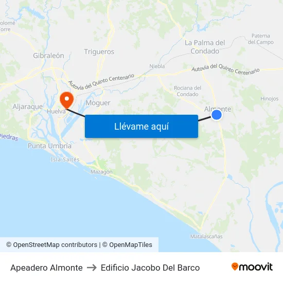 Apeadero Almonte to Edificio Jacobo Del Barco map