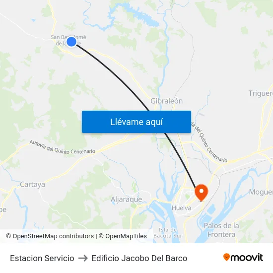 Estacion Servicio to Edificio Jacobo Del Barco map