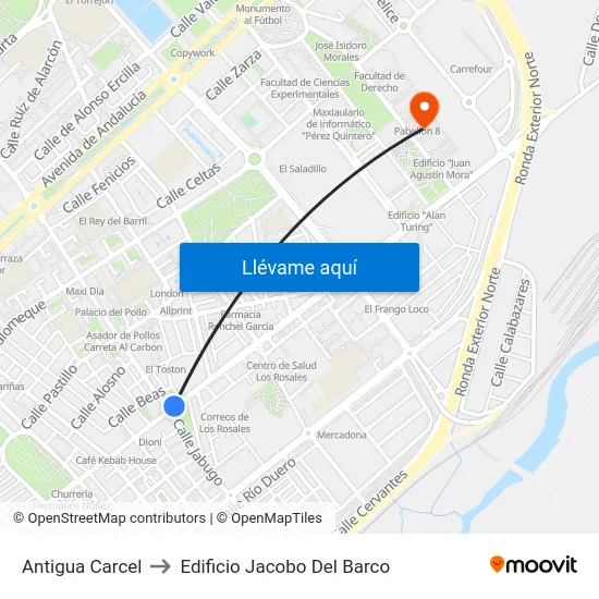 Antigua Carcel to Edificio Jacobo Del Barco map