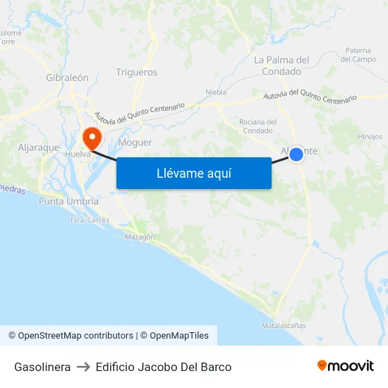 Gasolinera to Edificio Jacobo Del Barco map