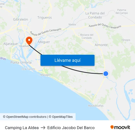 Camping La Aldea to Edificio Jacobo Del Barco map