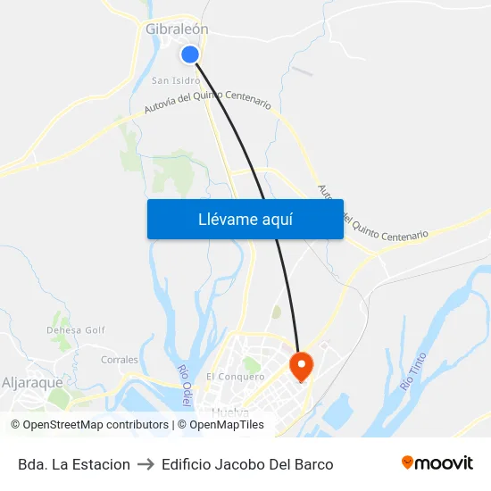 Bda. La Estacion to Edificio Jacobo Del Barco map