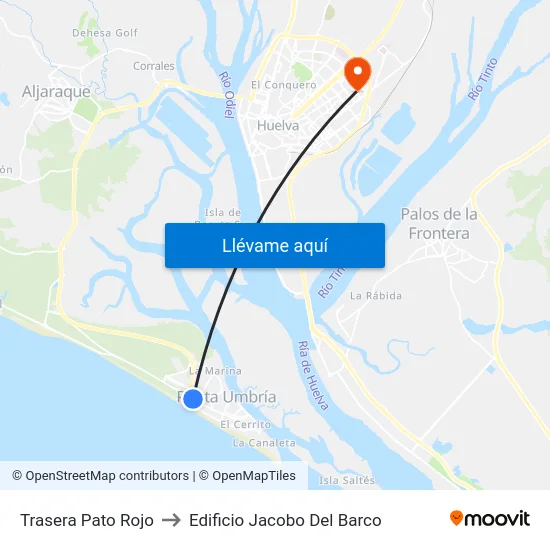 Trasera Pato Rojo to Edificio Jacobo Del Barco map