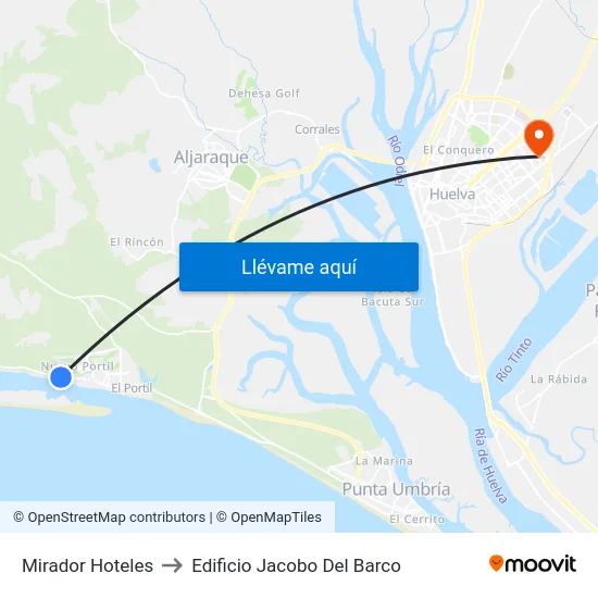 Mirador Hoteles to Edificio Jacobo Del Barco map