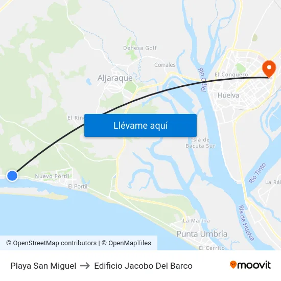 Playa San Miguel to Edificio Jacobo Del Barco map