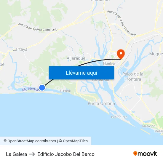 La Galera to Edificio Jacobo Del Barco map