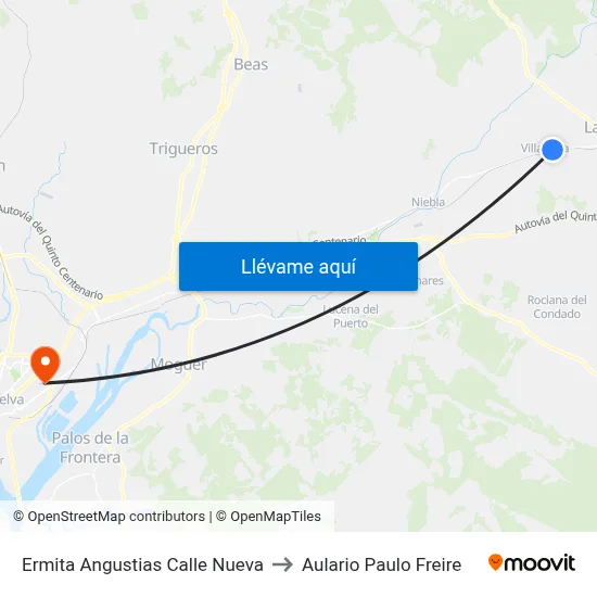 Ermita Angustias Calle Nueva to Aulario Paulo Freire map