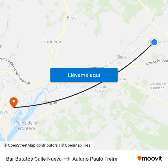 Bar Batatos Calle Nueva to Aulario Paulo Freire map