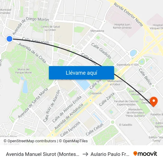 Avenida Manuel Siurot (Montessori) to Aulario Paulo Freire map