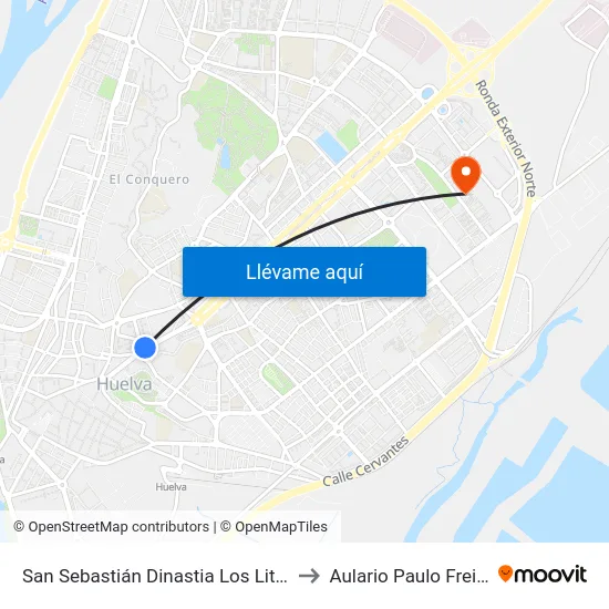 San Sebastián Dinastia Los Litris to Aulario Paulo Freire map