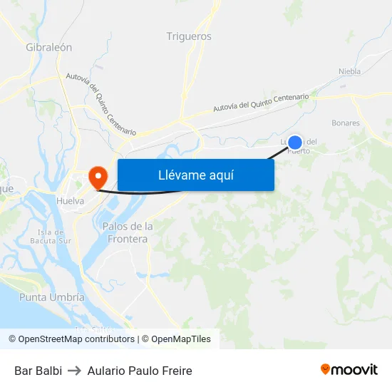 Bar Balbi to Aulario Paulo Freire map