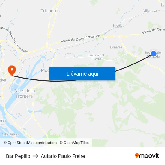 Bar Pepillo to Aulario Paulo Freire map