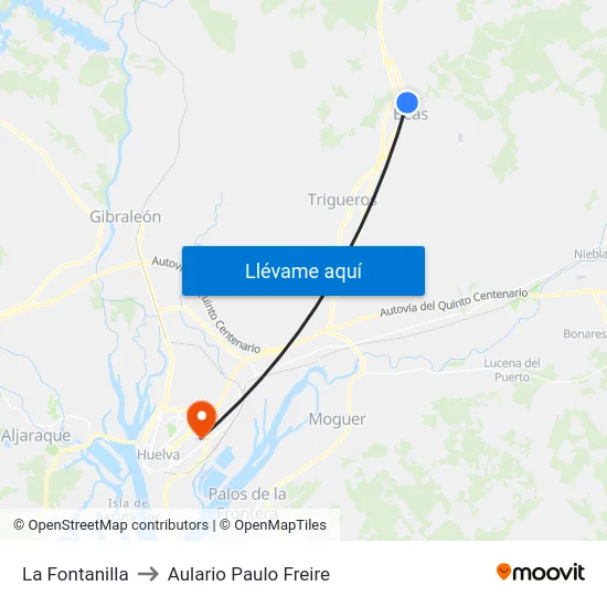 La Fontanilla to Aulario Paulo Freire map