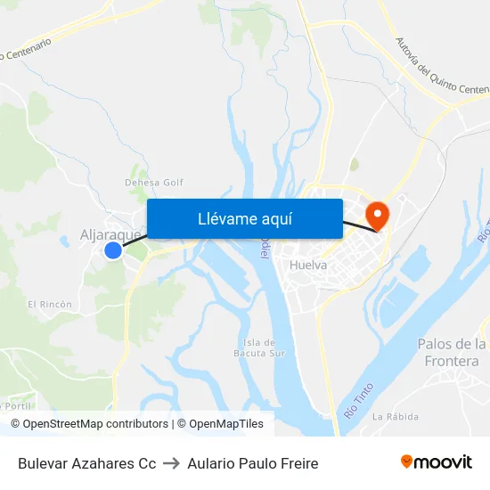 Bulevar Azahares Cc to Aulario Paulo Freire map