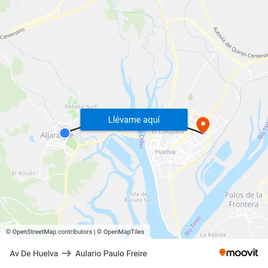Av De Huelva to Aulario Paulo Freire map