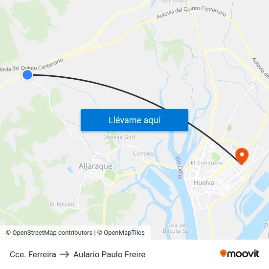 Cce. Ferreira to Aulario Paulo Freire map