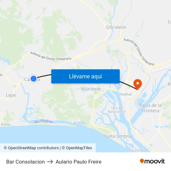 Bar Consolacion to Aulario Paulo Freire map