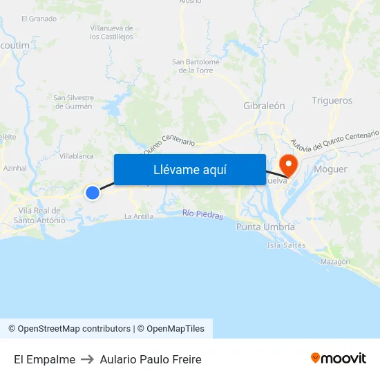 El Empalme to Aulario Paulo Freire map