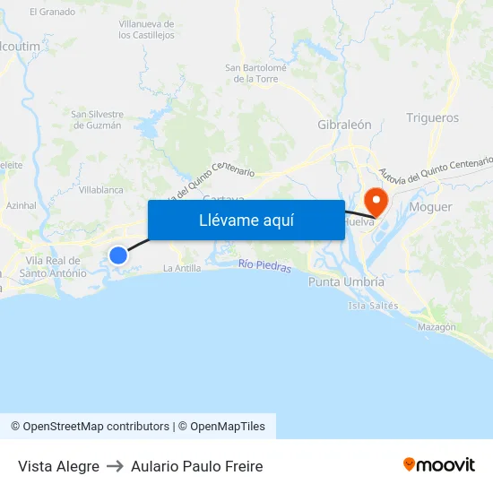 Vista Alegre to Aulario Paulo Freire map