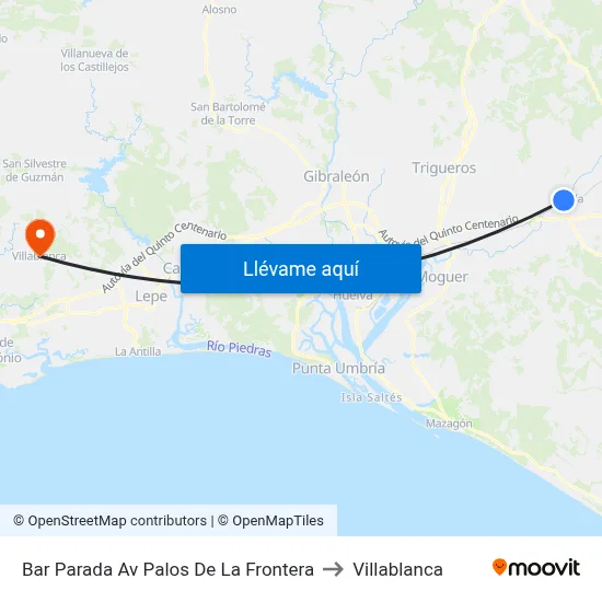 Bar Parada Av Palos De La Frontera to Villablanca map