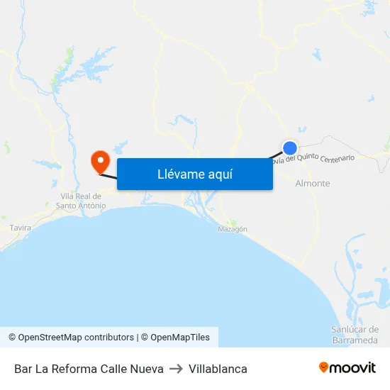 Bar La Reforma Calle Nueva to Villablanca map