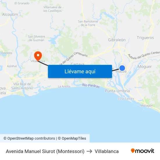 Avenida Manuel Siurot (Montessori) to Villablanca map