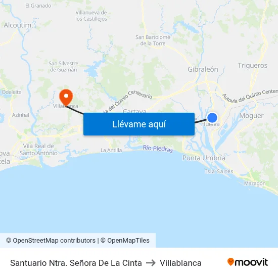 Santuario Ntra. Señora De La Cinta to Villablanca map