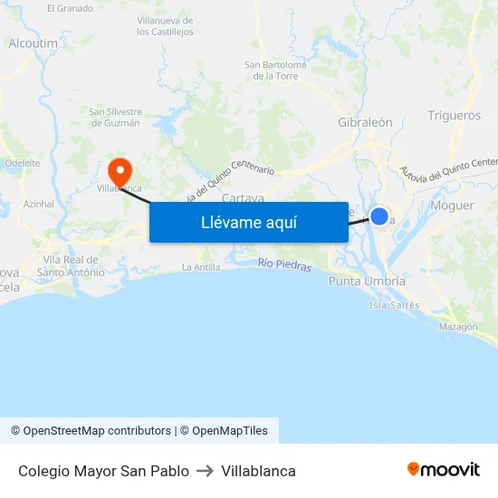 Colegio Mayor San Pablo to Villablanca map